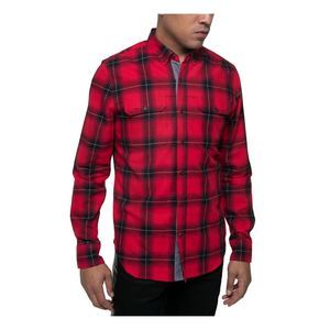 SEANJOHN Mens Red Curved Hem Plaid Shirt XL